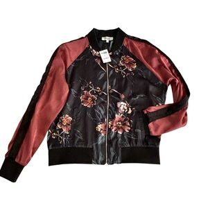 Charlotte Russe Floral Lightweight Jacket Satin Finish